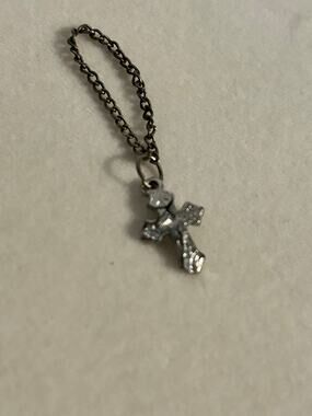 Vintage Small 1/2 Inch Silver Tone Cross Charm Pendant Faith Religious Dainty